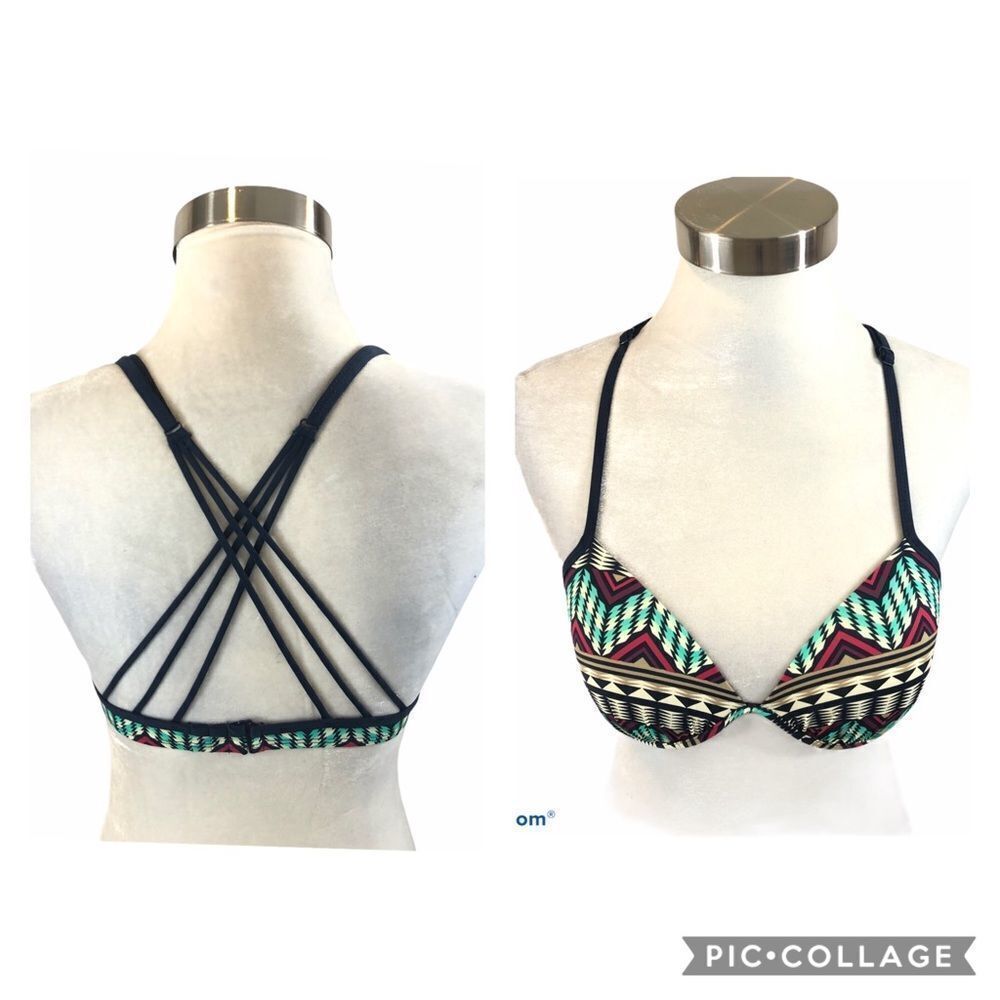 Skye Brand Geometric Print Bikini Top Size Small